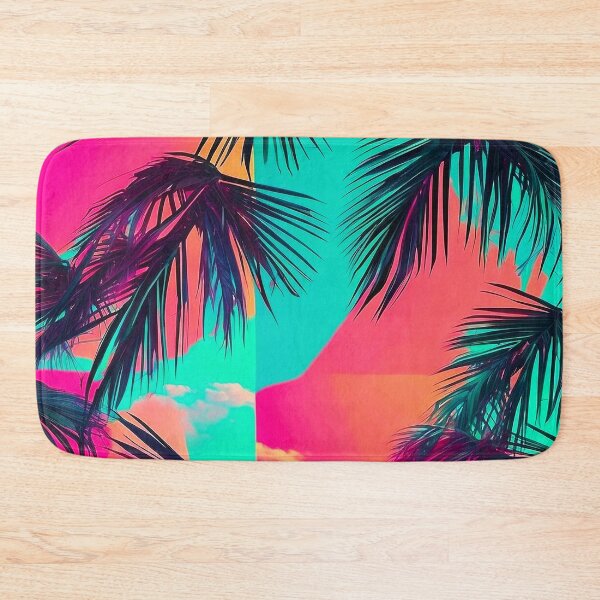 Item preview, Abstract Teal Vibrant Neon Tropical Palm Leaves Sky Pattern Décor  designed and sold by SassyArtistry.
