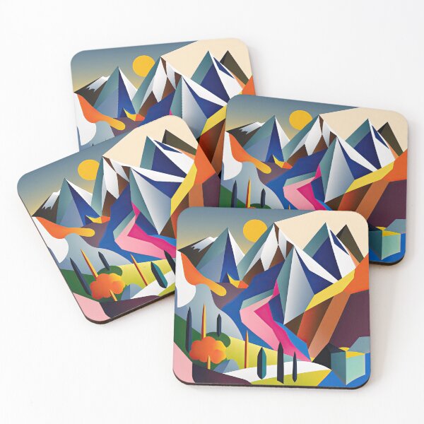 Item preview, Explore "Simplistic & Minimalistic Alps" with Bauhaus Flair and Vivid Colors designed and sold by ArtificialGenes.