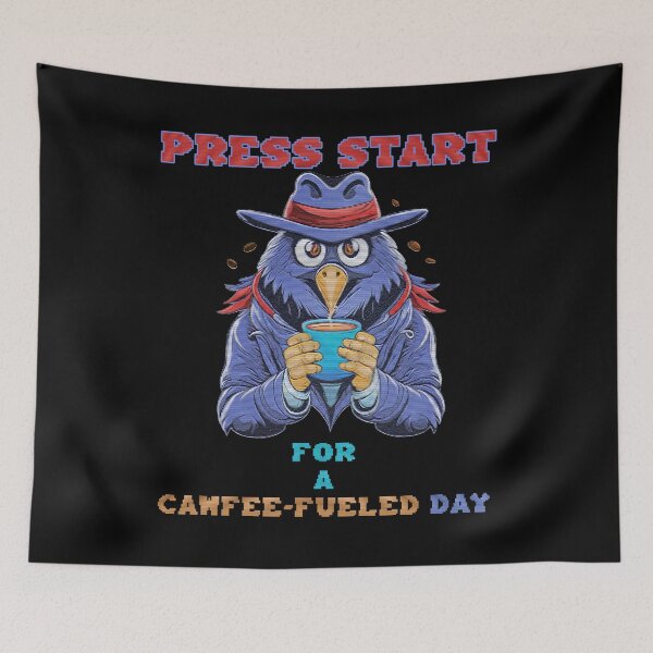 Item preview, Press Start for a Cawfee-Fueled Day Cawfee Crow designed and sold by Kacpi-Design.