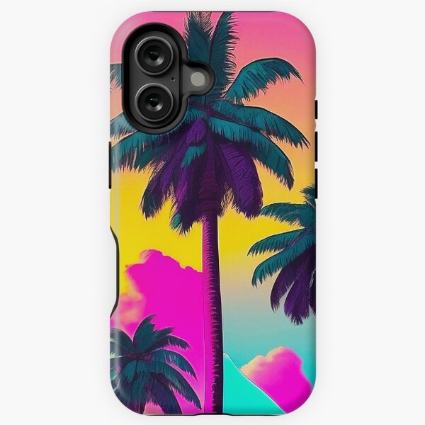 Artikel-Vorschau von Farbenfrohe, lebendige Pastell-Neon-Tropenpalmen-Sommer-Sonnenuntergang-Zeichnung, designt und verkauft von SassyArtistry.