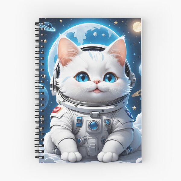 Item preview, Cute white space cat with blue eyes looking at the moon and stars.Astronaut cat. designed and sold by By-Jeff.