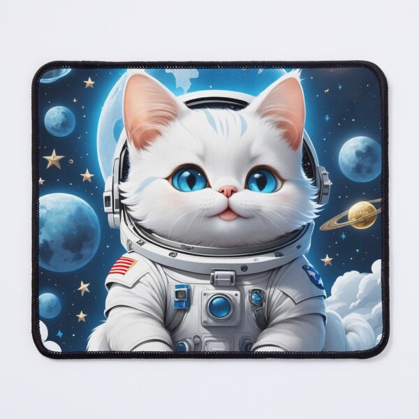 Item preview, Cute white space cat with blue eyes looking at the moon and stars.Astronaut cat. designed and sold by By-Jeff.