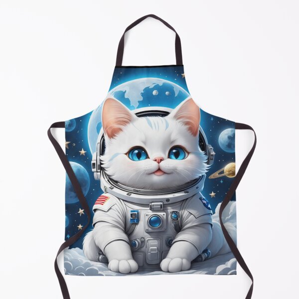 Item preview, Cute white space cat with blue eyes looking at the moon and stars.Astronaut cat. designed and sold by By-Jeff.