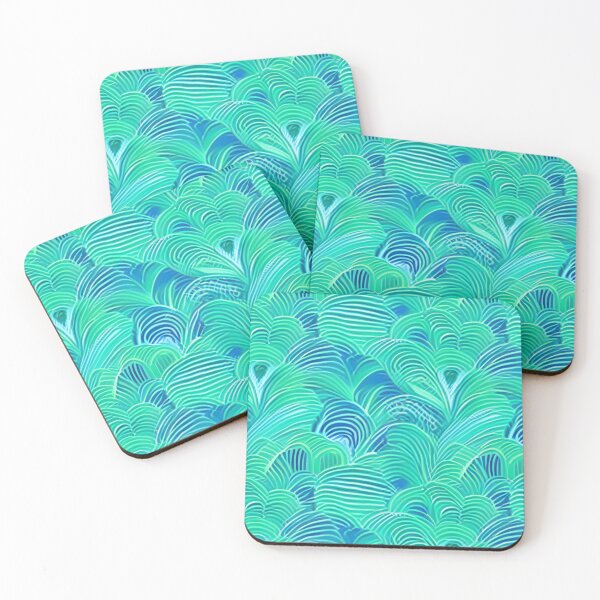 Item preview, Abstract Green and Blue Feather Pattern designed and sold by calibrit.
