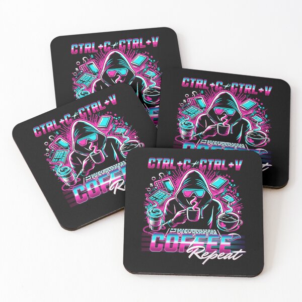Item preview, Ctrl+C Ctrl+V Coffee Repeat Retro Neon Shirt designed and sold by RedDesignSyc.