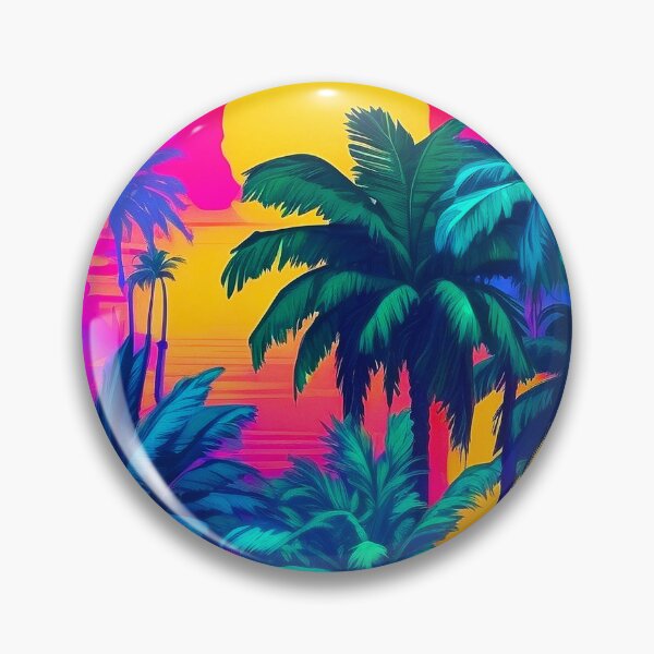 Item preview, Retro Vibrant Neon Tropical Sunset Palm Trees Decor designed and sold by SassyArtistry.
