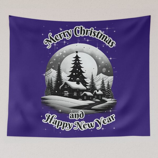 Item preview, CHRISTMAS VILLAGE, SNOW, STARS CHRISTMAS TREE designed and sold by Meandmyshop.