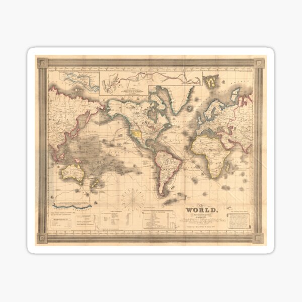Vintage Map of the World (1850) Sticker