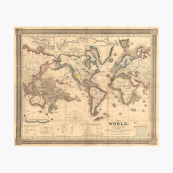 Item preview, Vintage Map of the World (1850) designed and sold by BravuraMedia.