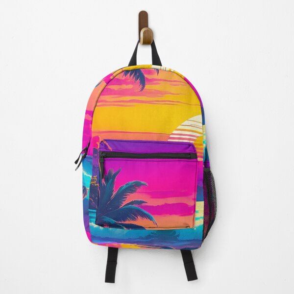 Item preview, Retro Colorful Synthwave Vaporwave Sunset Palm Trees Beach Aesthetic designed and sold by SassyArtistry.