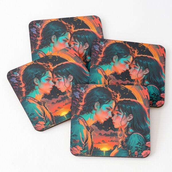 Item preview, Romantic Couple Sunset Flowers Anime Digital Art designed and sold by YabaiArts.