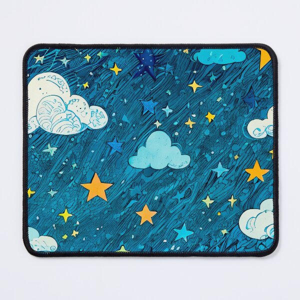Item preview, Blue Sky Clouds Stars Night Paint Digital Art designed and sold by YabaiArts.