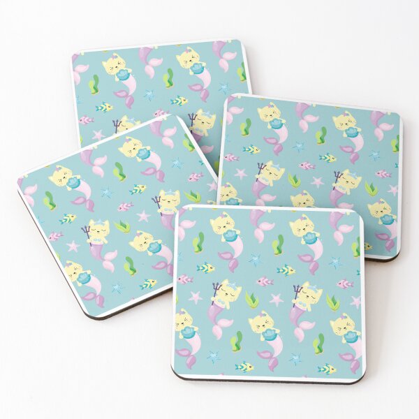 Item preview, Mermaid Cats Pattern Cute Mermaid Kittens designed and sold by ArtMeetsPizza.