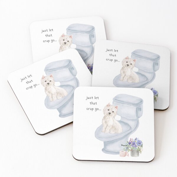 Item preview, Funny Watercolor West Highland Terrier Dog sitting on Toilet Seat  designed and sold by beastieboutique.