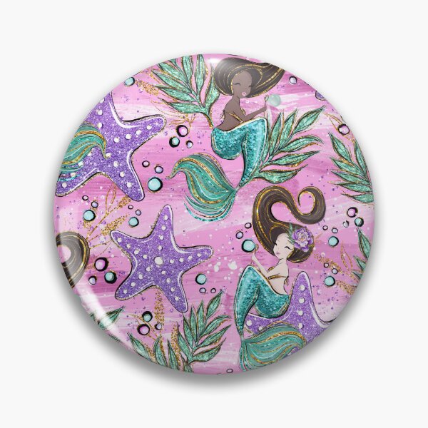 Item preview, Mermaid Scales Pink Purple Starfish Pattern designed and sold by ArtMeetsPizza.