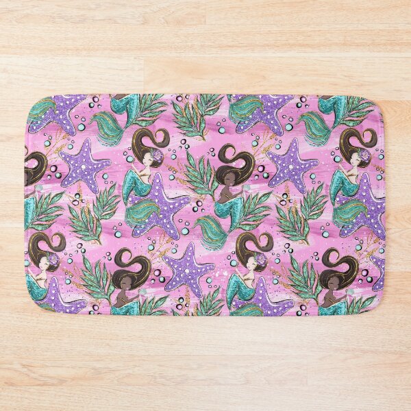 Item preview, Mermaid Scales Pink Purple Starfish Pattern designed and sold by ArtMeetsPizza.