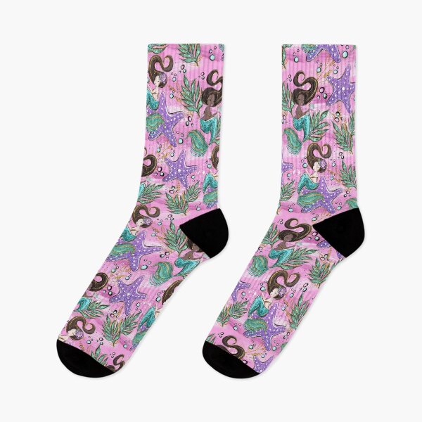Item preview, Mermaid Scales Pink Purple Starfish Pattern designed and sold by ArtMeetsPizza.
