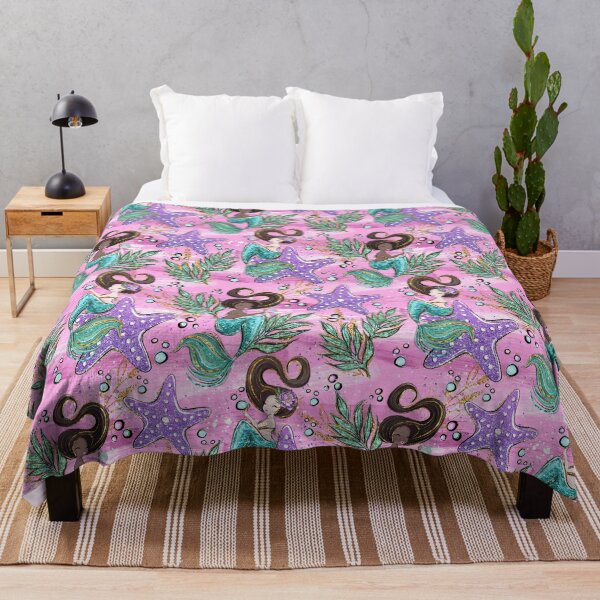 Item preview, Mermaid Scales Pink Purple Starfish Pattern designed and sold by ArtMeetsPizza.