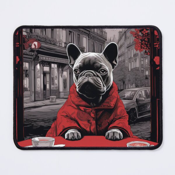 Item preview, French Bulldog in a Parisian Cafe designed and sold by Johnelh.