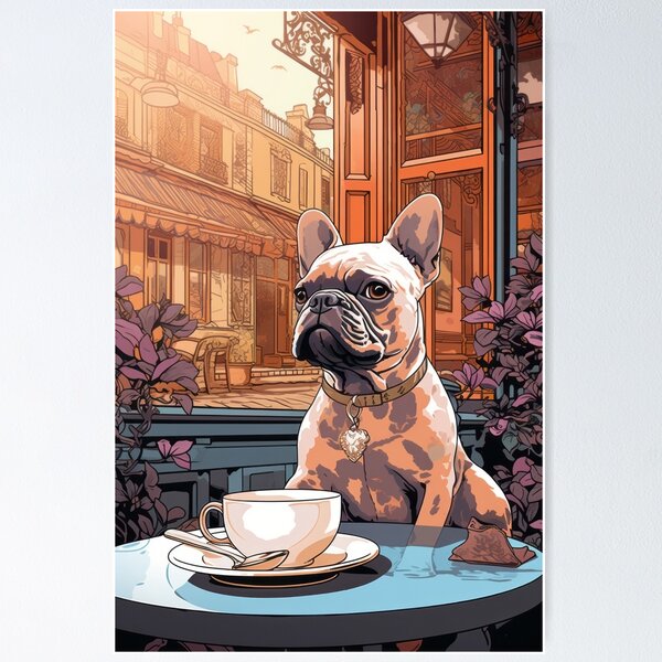 Artikelvorschau, Kopie einer französischen Bulldogge in einem Pariser Café entworfen und verkauft von Johnelh.