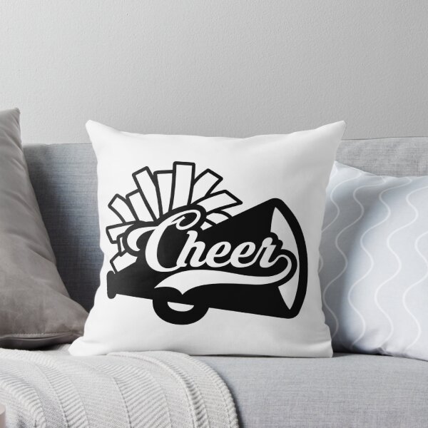 Item preview, Fancy Word "Cheer" in Script Font with Baseball Style Swoosh Underline inside Pom Pom and Megaphone designed and sold by NoLimitsOutlet.