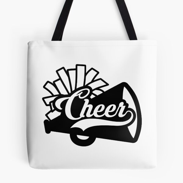 Item preview, Fancy Word "Cheer" in Script Font with Baseball Style Swoosh Underline inside Pom Pom and Megaphone designed and sold by NoLimitsOutlet.