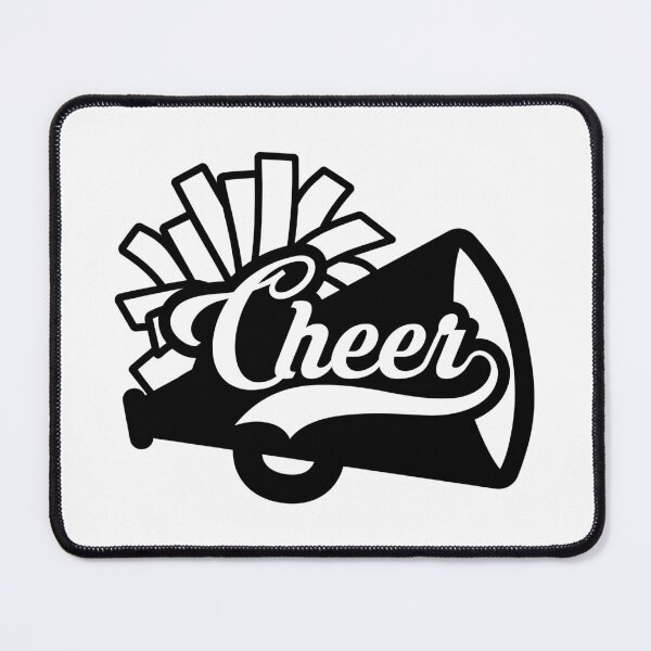 Item preview, Fancy Word "Cheer" in Script Font with Baseball Style Swoosh Underline inside Pom Pom and Megaphone designed and sold by NoLimitsOutlet.