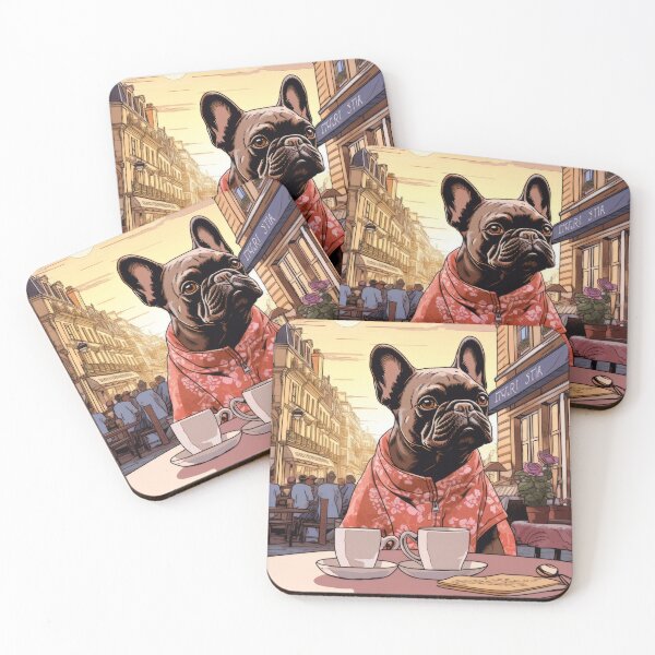 Item preview, French Bulldog in a Parisian Cafe designed and sold by Johnelh.