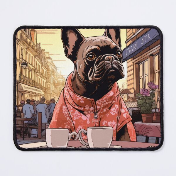 Item preview, French Bulldog in a Parisian Cafe designed and sold by Johnelh.
