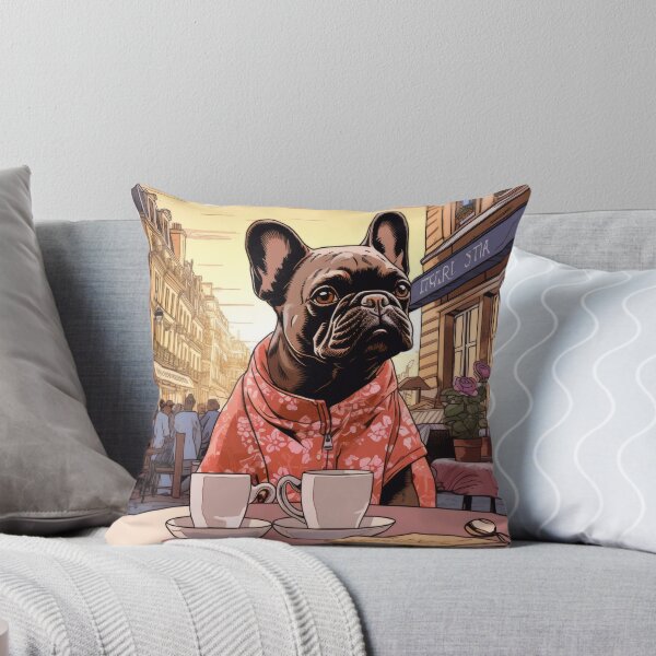 Item preview, French Bulldog in a Parisian Cafe designed and sold by Johnelh.
