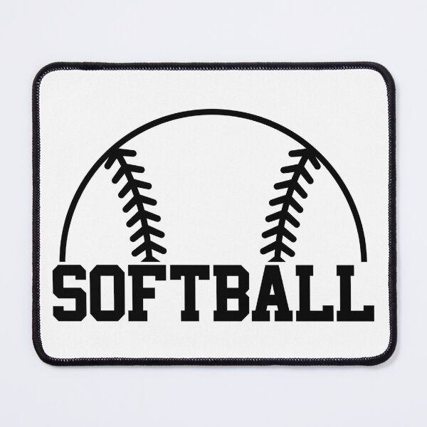 Item preview, Simple Half Softball with Threads/Stitches over Bold word "Softball" in Collegiate Varsity Style Font designed and sold by NoLimitsOutlet.