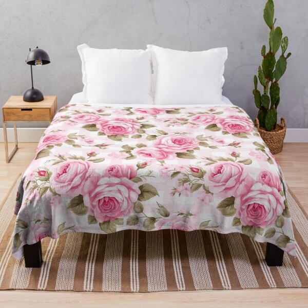 Item preview, Pink Rose Floral Gingham Feminine Pattern designed and sold by ArtMeetsPizza.