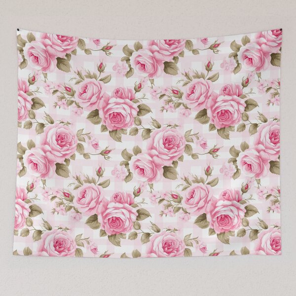 Item preview, Pink Rose Floral Gingham Feminine Pattern designed and sold by ArtMeetsPizza.