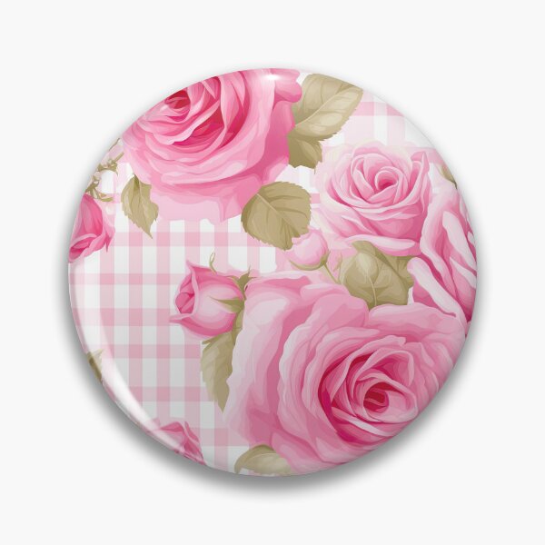Item preview, Pink Rose Floral Gingham Pattern designed and sold by ArtMeetsPizza.
