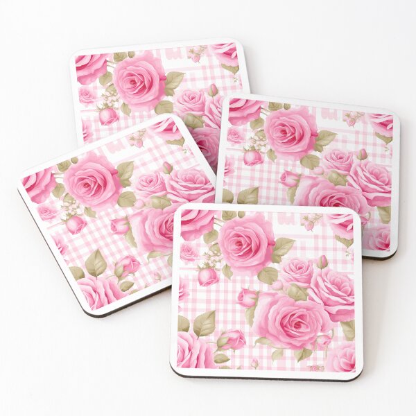 Item preview, Pink Rose Floral Gingham Pattern designed and sold by ArtMeetsPizza.