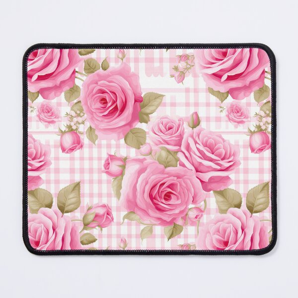 Item preview, Pink Rose Floral Gingham Pattern designed and sold by ArtMeetsPizza.