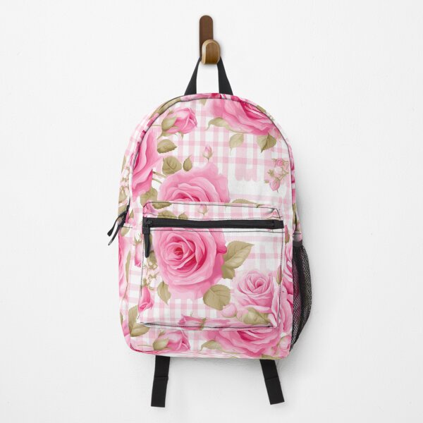 Item preview, Pink Rose Floral Gingham Pattern designed and sold by ArtMeetsPizza.
