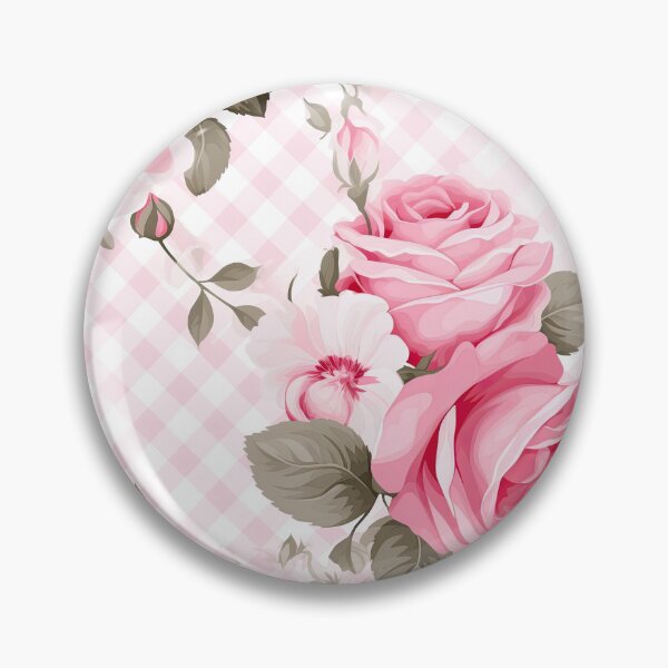 Item preview, Pink Rose Floral Gingham Trellis Pattern designed and sold by ArtMeetsPizza.