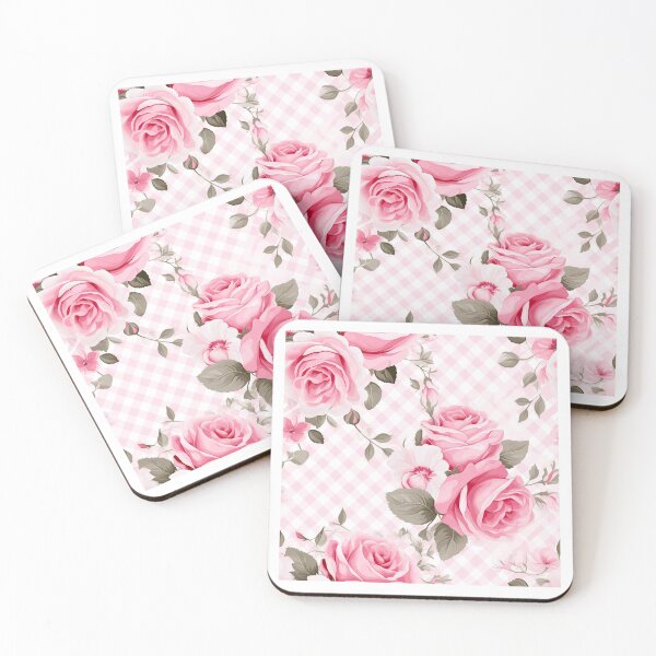 Item preview, Pink Rose Floral Gingham Trellis Pattern designed and sold by ArtMeetsPizza.
