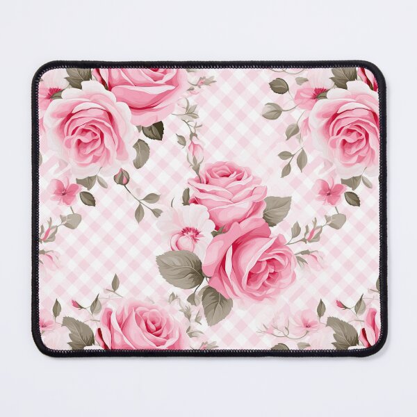 Item preview, Pink Rose Floral Gingham Trellis Pattern designed and sold by ArtMeetsPizza.