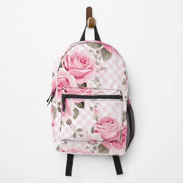 Item preview, Pink Rose Floral Gingham Trellis Pattern designed and sold by ArtMeetsPizza.