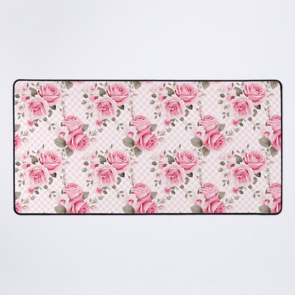 Item preview, Pink Rose Floral Gingham Trellis Pattern designed and sold by ArtMeetsPizza.