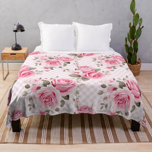 Item preview, Pink Rose Floral Gingham Trellis Pattern designed and sold by ArtMeetsPizza.