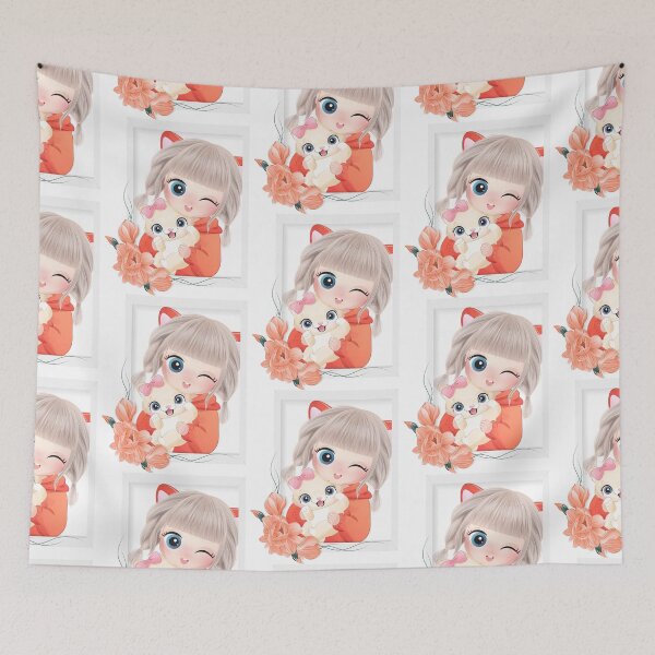 Item preview, Girl with kitten in the window, cute girl and cat in the window, cute girl and kitten portrait designed and sold by GreyStanzione1.