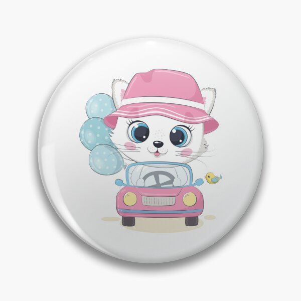Item preview, cute kitten driving car, kitten driving car with balloon, kitten character driving car designed and sold by GreyStanzione1.