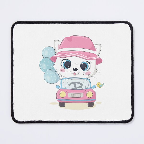 Item preview, cute kitten driving car, kitten driving car with balloon, kitten character driving car designed and sold by GreyStanzione1.