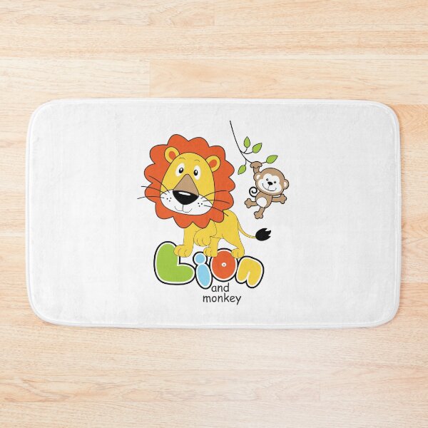 Item preview, jumping monkey and cute lion, lion and monkey portrait, cartoon lion and monkey portrait designed and sold by GreyStanzione1.