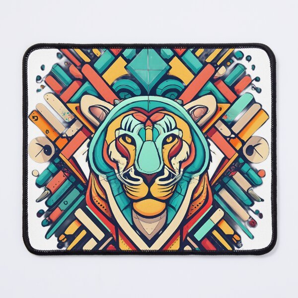 Item preview, colorful tiger head on wall designed and sold by SabyDigitalArt.