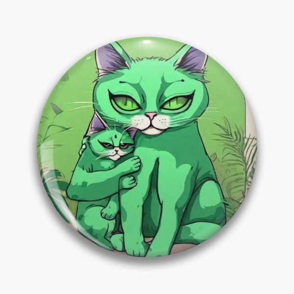Item preview, a green alien cuddling a Ragdoll cat with a tropical background. designed and sold by tileartwork.
