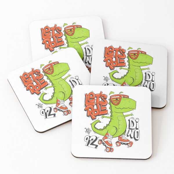 Item preview, green dinosaur playing roller skate, cartoon dinosaur roller skate, cool dinosaur playing roller skate designed and sold by GreyStanzione1.